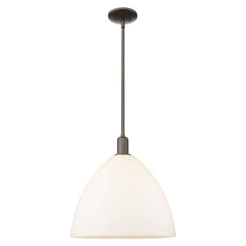 Arcadia - Bristol - Mini-luminaire suspendu 1 tige 16 po - Finition bronze huilé - Abat-jour blanc mat, Blanc mat