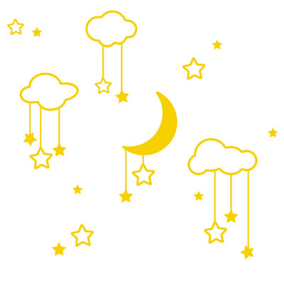 Décalcomanie murale étoiles et nuages lune