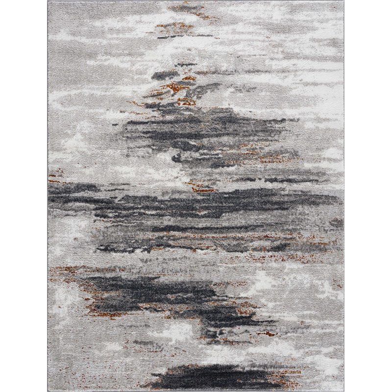 Camillo Abstract Design Modern Gray/Beige Area Rug, Rectangle 6'7" x 9'