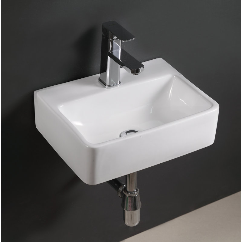 Elanti 12'' White Ceramic Rectangular Bathroom Sink
