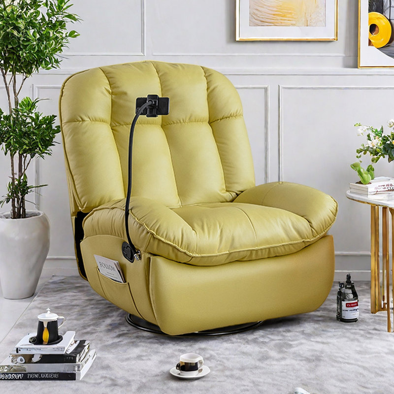 Fauteuil inclinable multifonctionnel avec support pour téléphone, Jaune