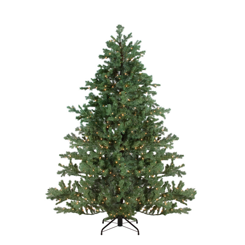 7.5' Pre-Lit Full Green Mountain Pine Artificial Christmas Tree - Clear Lights, 7.5' H