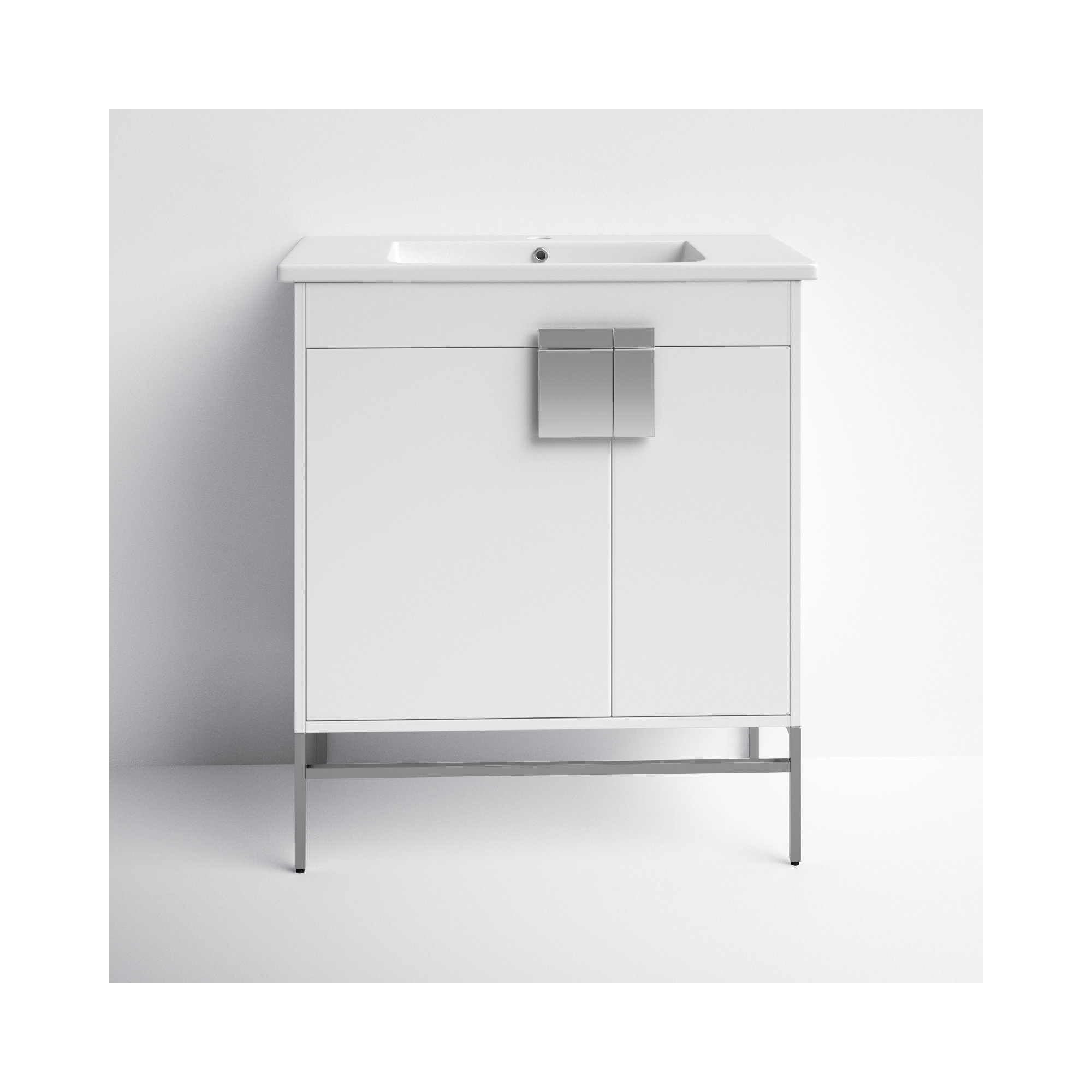 Maisie 30'' Single Bathroom Vanity, Polished Chrome, White
