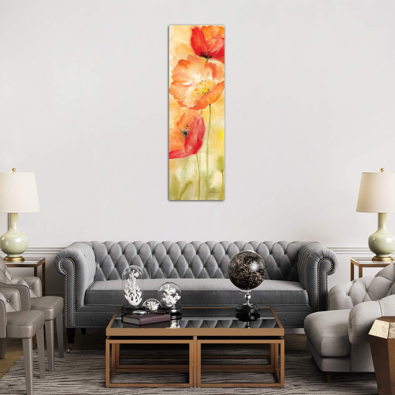 Watercolour Poppy Meadow Spice Panel Ii by Cynthia Coulter - Wrapped Canvas Panoramic Painting, No Frame