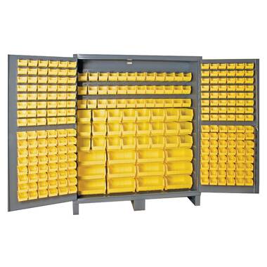 Bin Cabinet,Ind,12 ga,240Bins,Yellow Durham HDC72-240-95