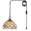 Petite lampe suspendue en verre coloré Tiffany