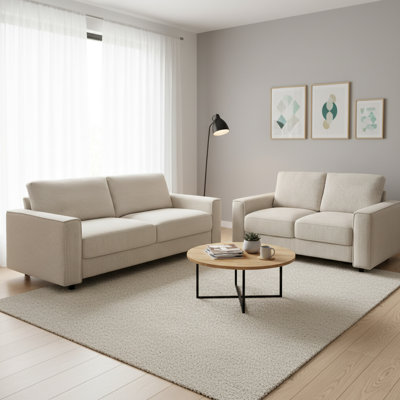 Modern Contemporary Upholstered 2-Piece Plush Tufted Sofa Set by Ebern Designs