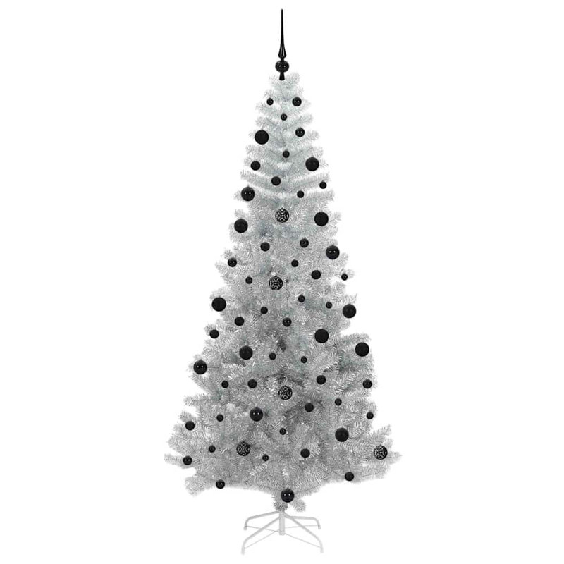 vidaXL Christmas Tree with 300 LEDs with Stand Silver PET, 6.89 ft