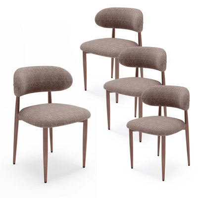 Ensemble de 4 chaises de salle à manger rembourrées en tissu de style campagnard moderne avec repose-pieds confortables, pieds de table en métal pour la maison