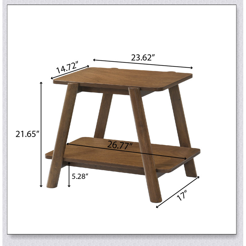 Table de bout moderne Mid-Century avec tablette - bois, design unique, rangement