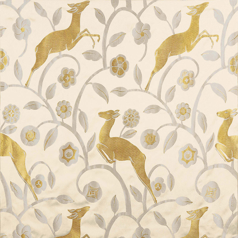 Les Gazelles Au Bois Fabric, Ecru