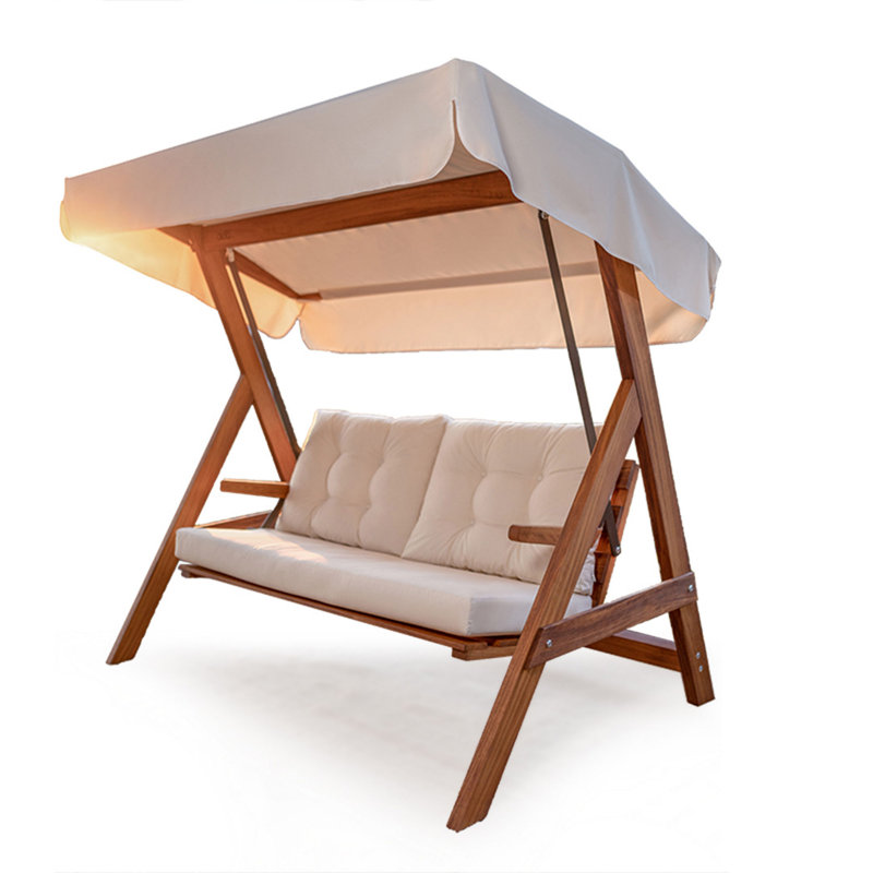 Daney Pine Porch Swing with Canopy, White, 195cm H x 190cm W x 120cm D
