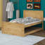 Lit plateforme en bois avec lit gigogne et armoire de rangement, cadre de lit de rangement avec tête de lit-1128217061
