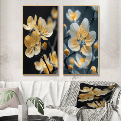 Yellow Apple Blossom Wonders I - Apple Blossom Wall Art 2 Pieces Set