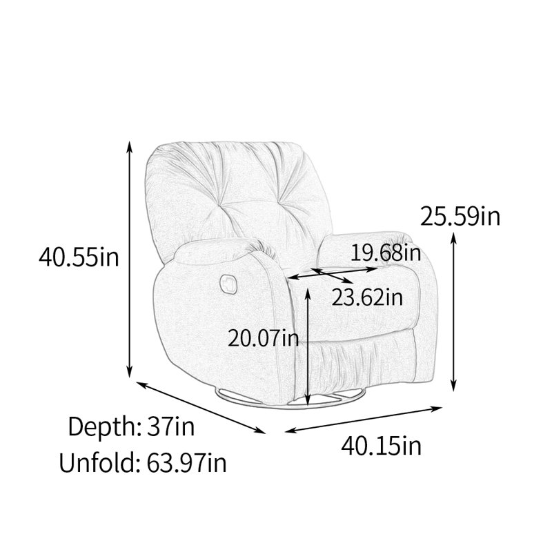Fauteuil inclinable en chenille avec rotation à 360 °, Beige