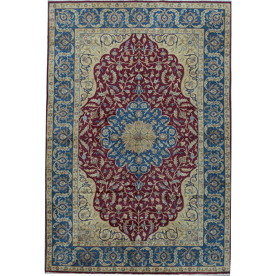 Bikaner Wool Oriental Area Rug in Red/Blue/Beige