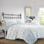 Laura Ashley Flora Cotton Reversible Blue Quilt Set-651243068