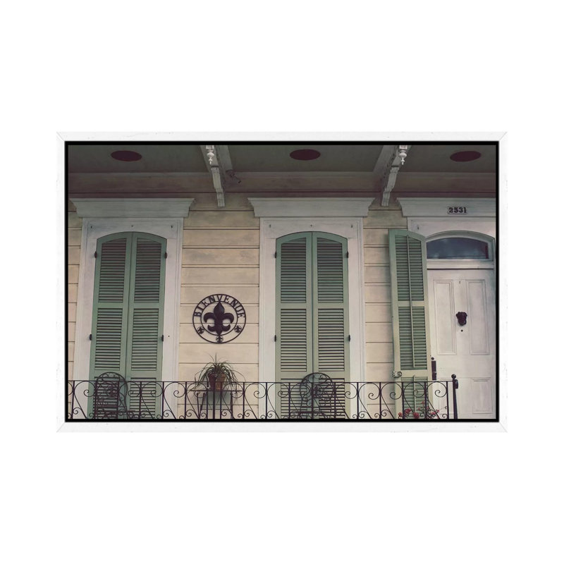 Bienvenue by Ann Hudec - Print on Canvas, 45.72cm H x 66.04cm W x 3.81cm D, White Framed