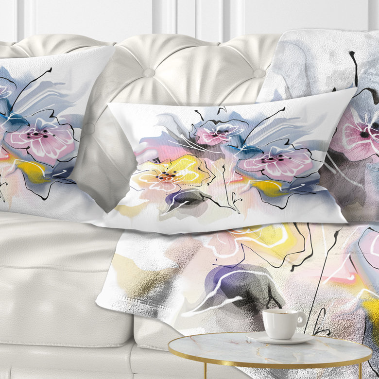 Dessin texturé floral - Coussin décoratif à imprimé floral