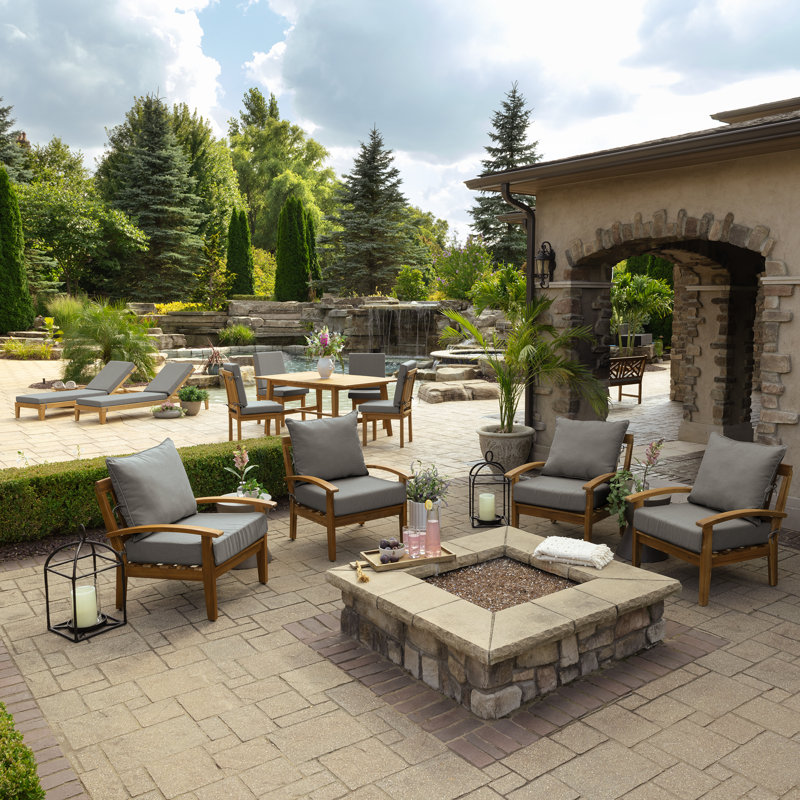 ARDEN Foam Outdoor Deep Seat Cushion Set, 24 x 24, made with ProFoam, Stone Grey Leala