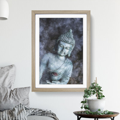 Smoke Surrounding The Buddha Painting - Framed Print