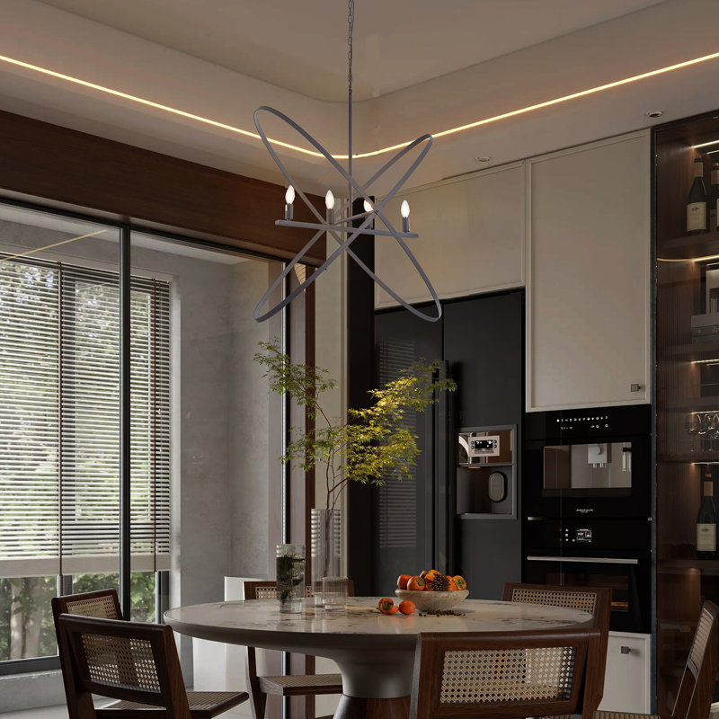 Luminaire suspendu 4 lumières en laiton noir mat Atom