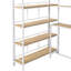 Lit mezzanine simple en métal avec escalier en blanc, bureau et rangement intégrés - base fonctionnelle pour la chambre à coucher et escalier, tablettes