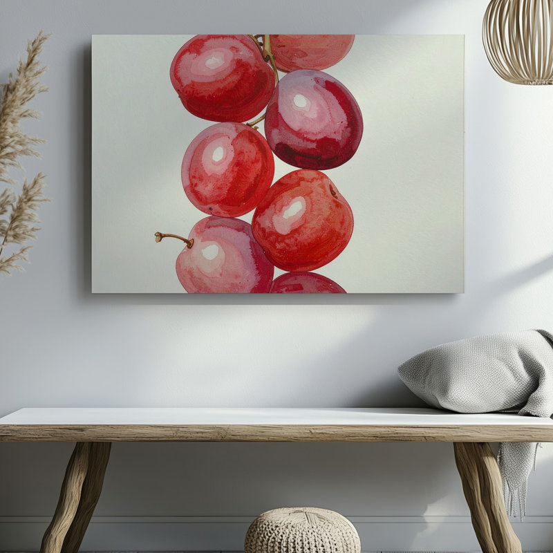 Art mural, grappe de raisin rouge, H 30 po x l 30 po