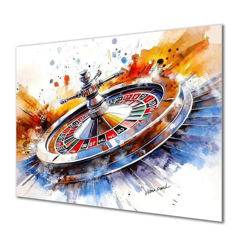 Casino roulette I - divertissement mural en métal, impression métallique de casino, 30" H x 40" W