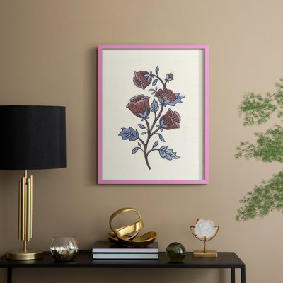 «Hand Drawn Blooms I», reproduction encadrée - bois massif