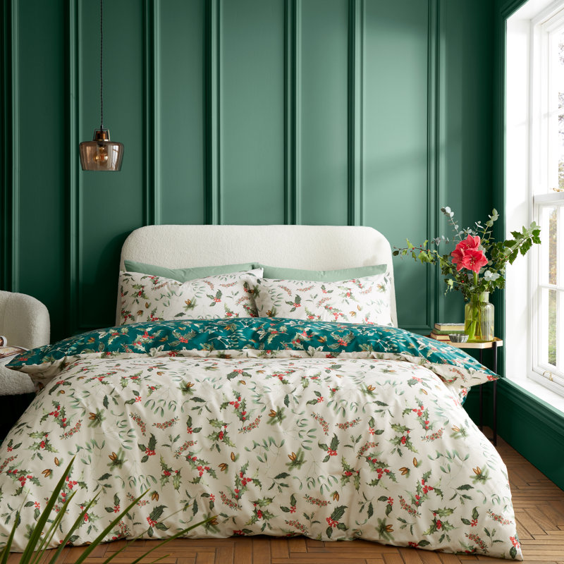 Winter Foliage 200 Thread Count Cotton Reversible Bedding, Double Duvet Cover Set + 2 Standard Pillowcases