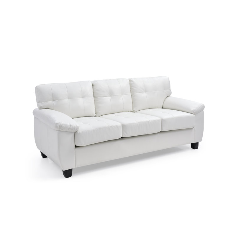 Moran 78'' Faux Leather Sofa, White Faux Leather