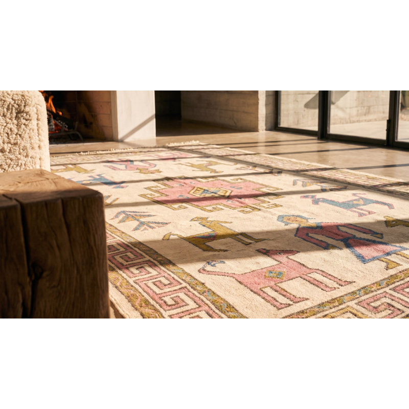 Tapis antique en coton Dhurrie
