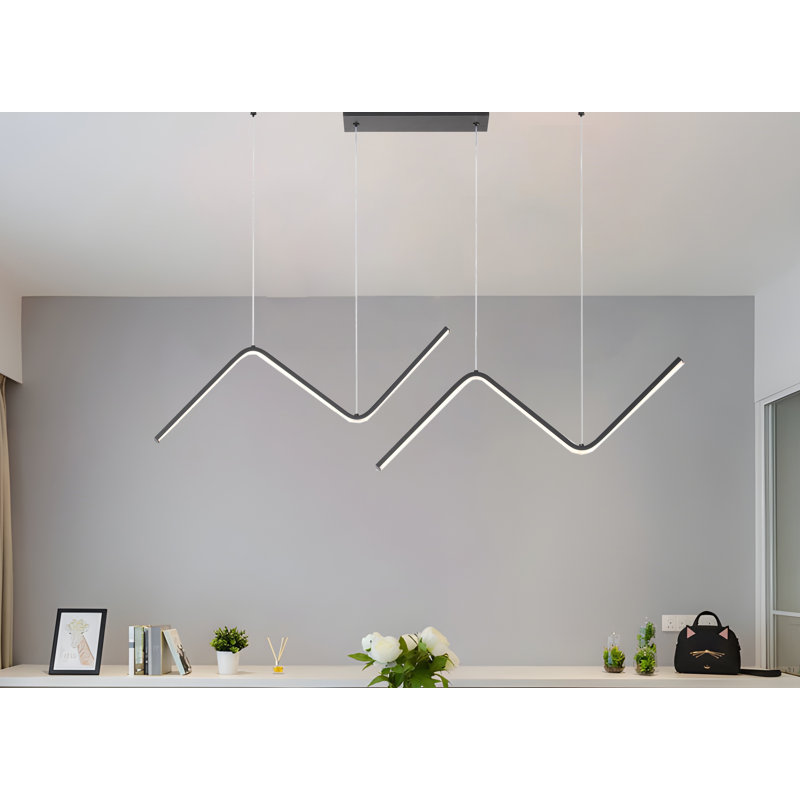 Kaonou 2 - Light Wave LED Linear Sci-fi Lighting Fixture Adjustable Height Modern Kitchen Island