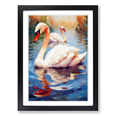 Swan Cubism - Single Picture Frame Print on Wood