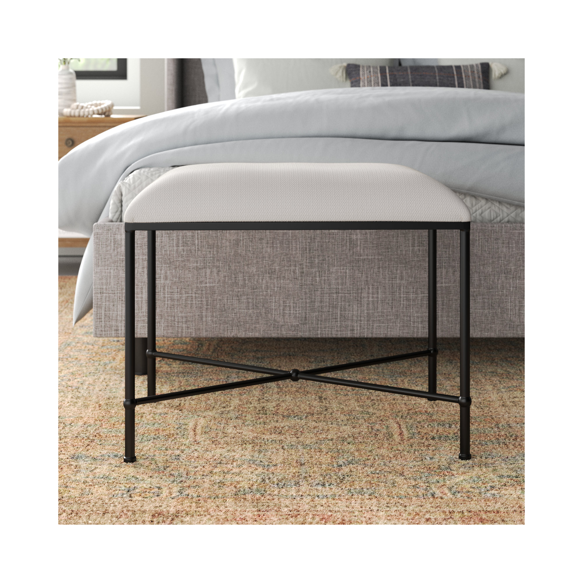 Brynn Bedroom Bench, Black, 20" H x 24" W x 16"D