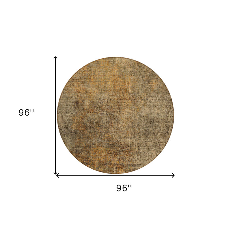 Tapis d'intérieur rond lavable abstrait beige et taupe 8 pi