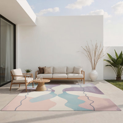 Tapis intérieur et extérieur rose Quartz Ripple