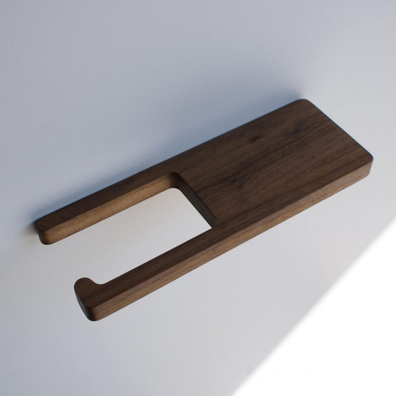 Porte-papier hygiénique moderne en noyer, porte-papier flottant en bois, porte-papier hygiénique unique
