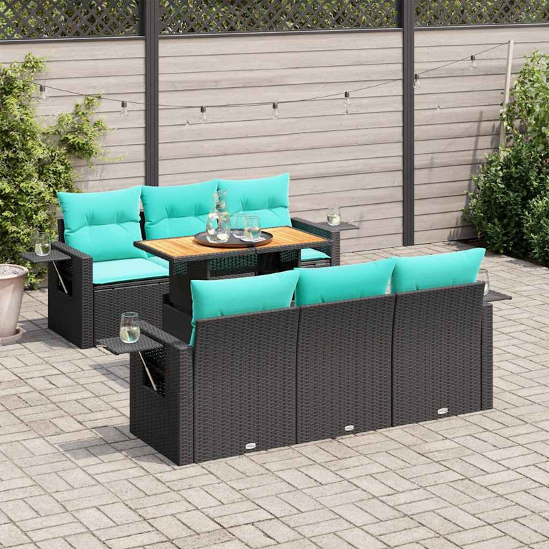 Ensemble de canapé de patio 7 pièces avec coussins en rotin de polyester