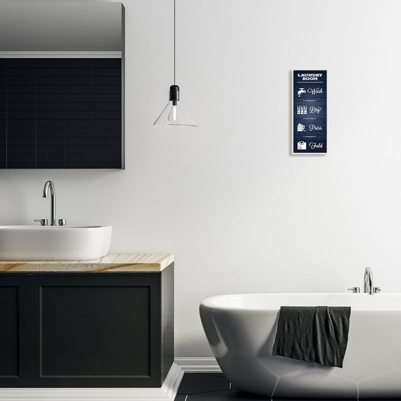 Blanchisserie, règles de la salle de bain, L 7 po x H 7 po, Plaque murale