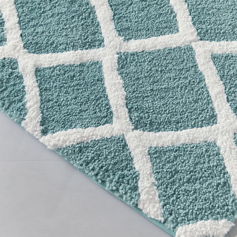 Aqua Reversible High Pile Tufted Microfiber Bath Rug