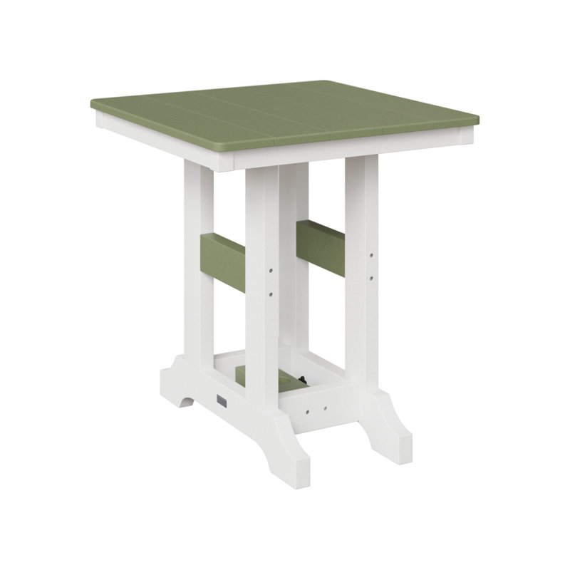 Garden Classic Outdoor Square Table, Sage/White, 30.87" H x 28" W x 28" D