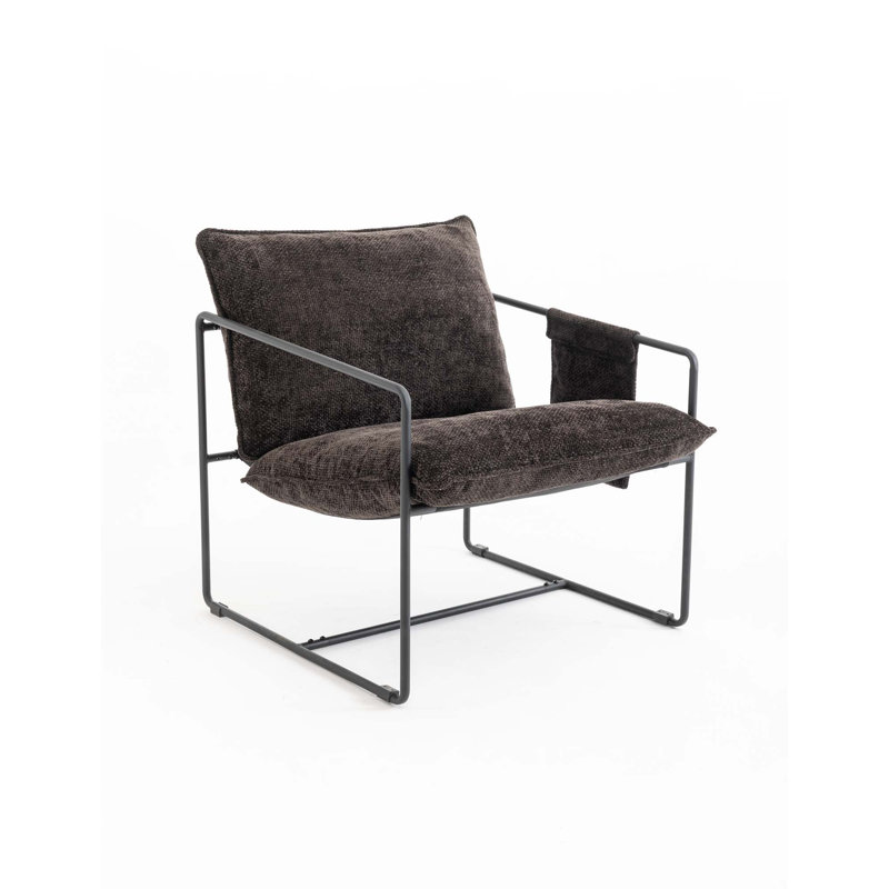 Kaizen Velvet Armchair, Black, Dark Gray , 2