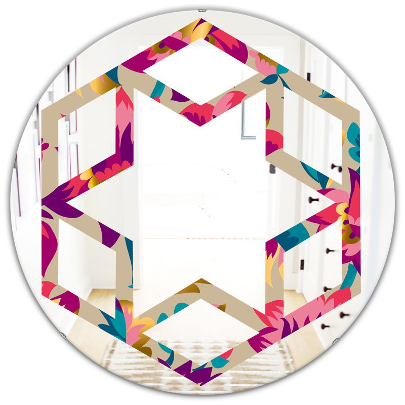 Miroir mural Hexagon Star, 31,5 po x 31,5 po, Rose