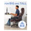 Fauteuil de bureau 600LBS, grand et haut, robuste - dossier haut avec support lombaire ergonomique, similicuir, roues en caoutchouc silencieuses