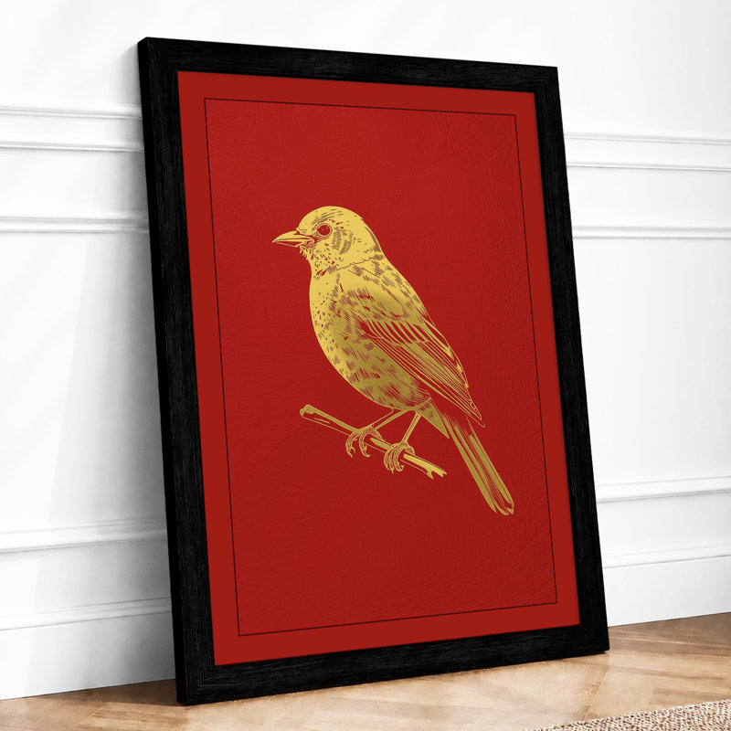 Gilded Songbird Art Deco - Framed Print, A3 - 42.0 x 29.7 cm, Black