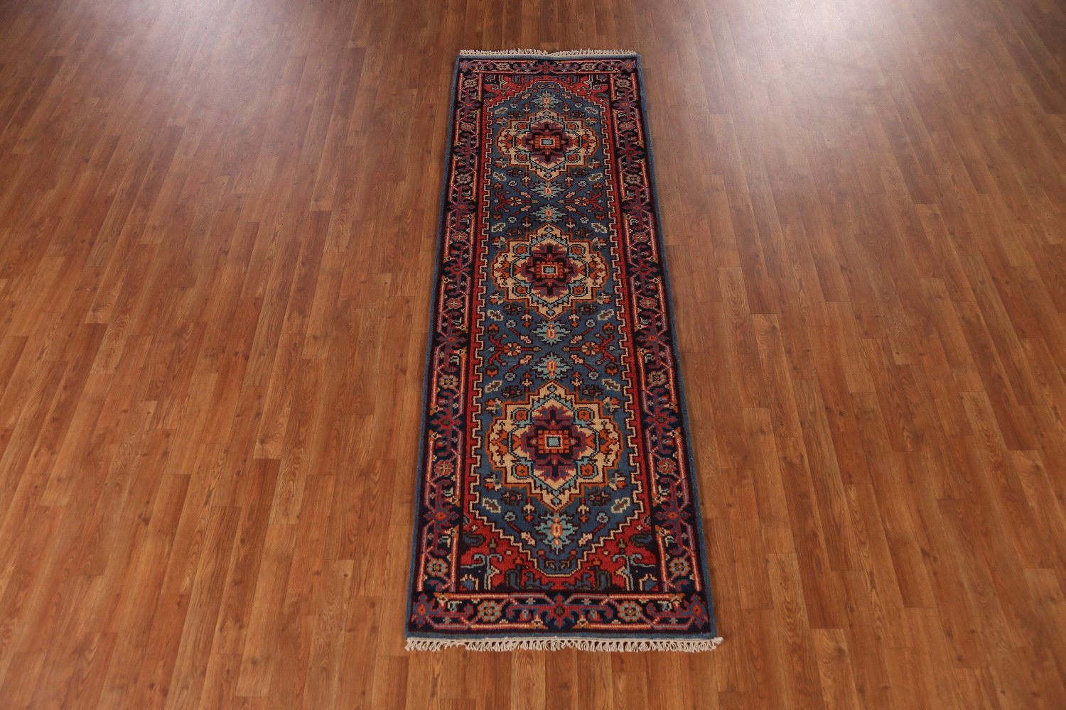 Bloomsbury Market Blue Geometric Traditional Indian Runner Rug 3x8 ...