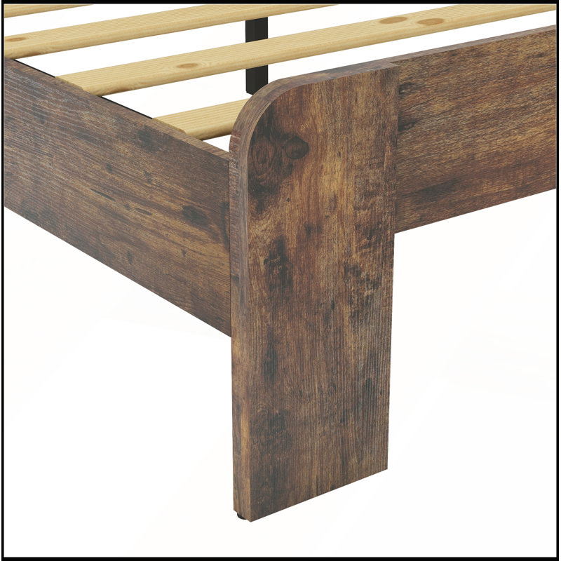 Structure de lit plateforme en bois pleine grandeur avec rangement, tête de lit à DEL, 2 ports USB et assemblage facile