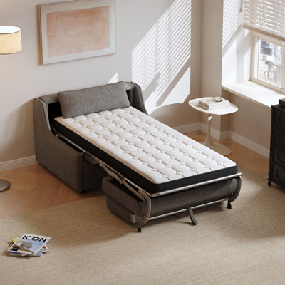 Canapé-lit moderne sans accoudoirs 47,24 po avec chenille moelleuse, rembourrage 5 couches pour les petits espaces